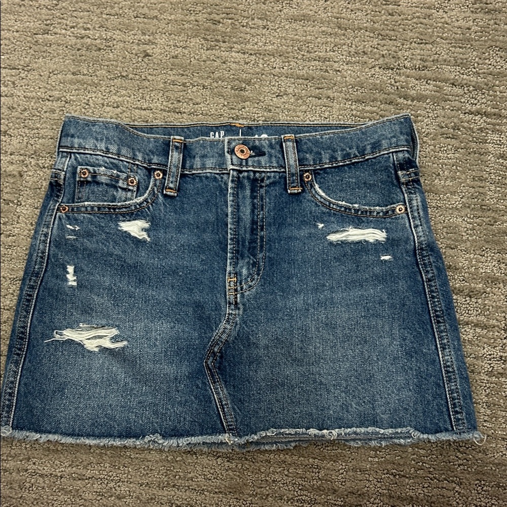 GAP Distressed Blue Mini Skirt